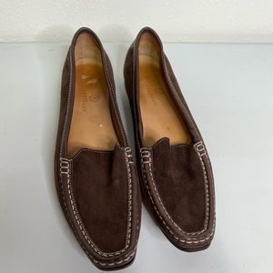 Cole Haan Brown Suede Pointed Toe Loafer Slip On Leather Sole 7.5 AA Narrow
